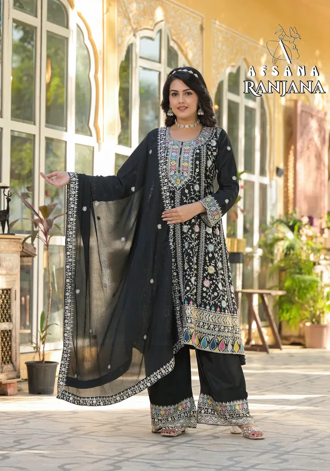 Ranjana By Afsana Chinon Embroidery Readymade Suits Suppliers In India